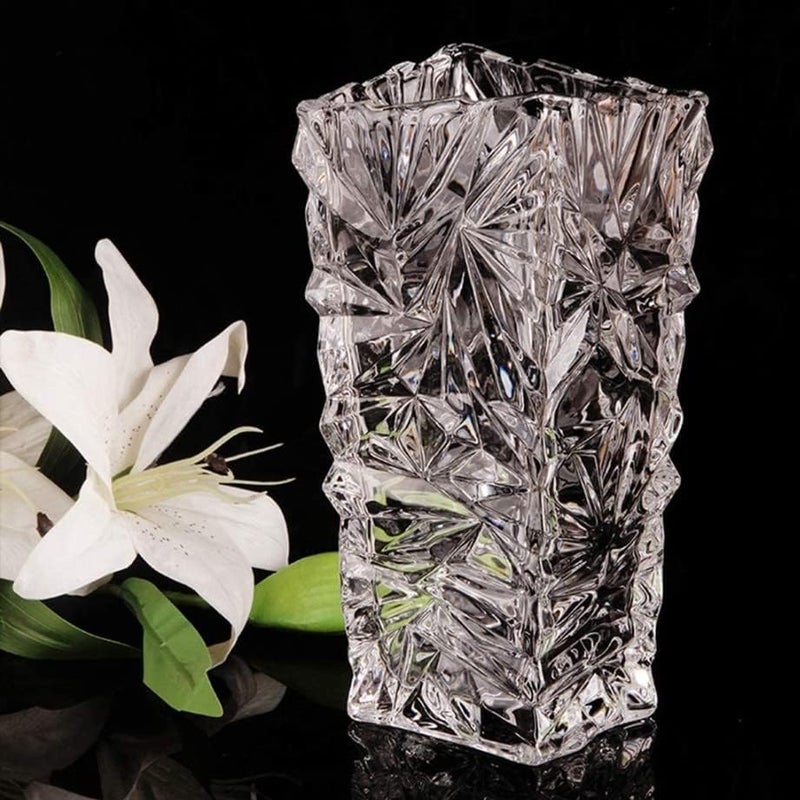 BOTIST Diamond Glass Flower Vase for Home Decor Glass jar for Plants Indoor Bad Room Office Cafe Glass Flower Pot