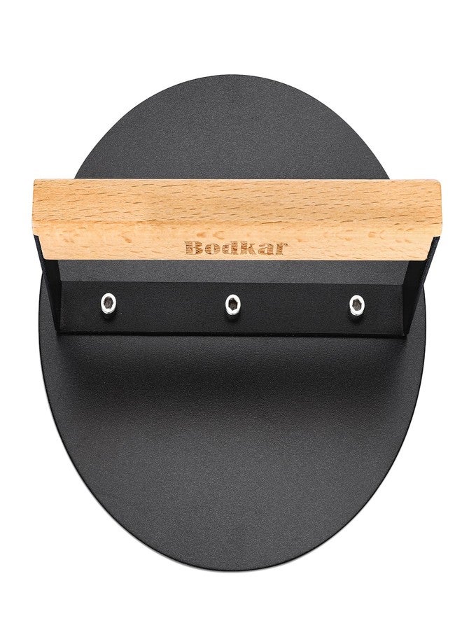 bodkar Smash Burger Press 6 inch, Round Burger Smasher Grill Press for Griddle Bacon Press Meat Steak Press with Wood Handle - Image 1