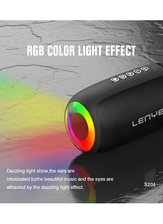 Lenyes - Lenyes S204 RGB Portable Wireless Bluetooth Speaker, Vibrant RGB Lighting, 5.3 Bluetooth Connectivity, 10m Wireless Distance, Type-C Charging Port - Black - Image 1