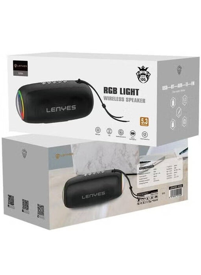 Lenyes - Lenyes S204 RGB Portable Wireless Bluetooth Speaker, Vibrant RGB Lighting, 5.3 Bluetooth Connectivity, 10m Wireless Distance, Type-C Charging Port - Black - Image 1