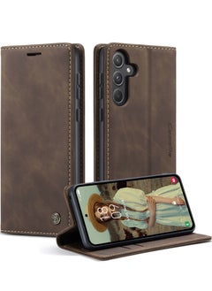 CaseMe For Samsung Galaxy A-55 Cover, Soft PU Leather Shockproof Mobile Phone Wallet Case, Full Body Protective Flip Cover Magnetic Adsorption Back Cover  - Image 1