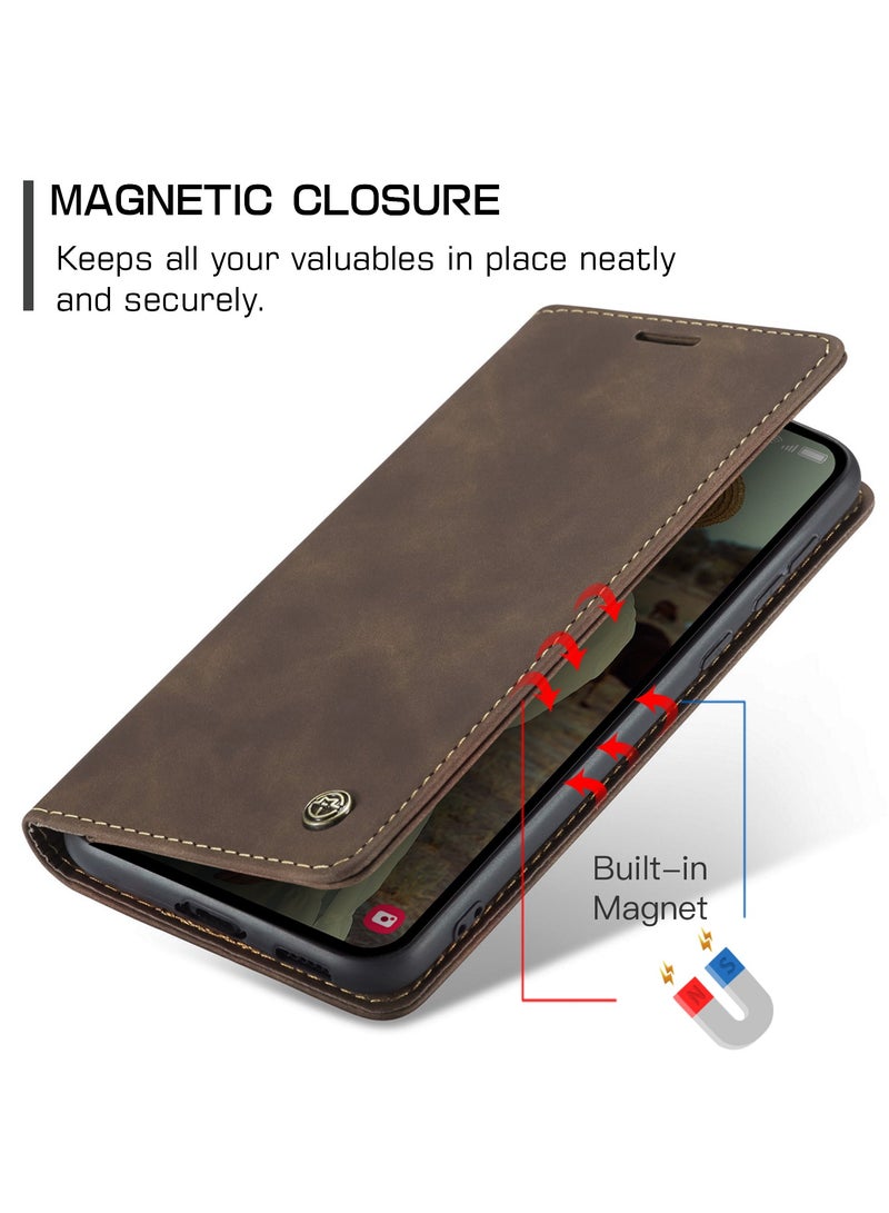 CaseMe For Samsung Galaxy A-55 Cover, Soft PU Leather Shockproof Mobile Phone Wallet Case, Full Body Protective Flip Cover Magnetic Adsorption Back Cover - Image 3