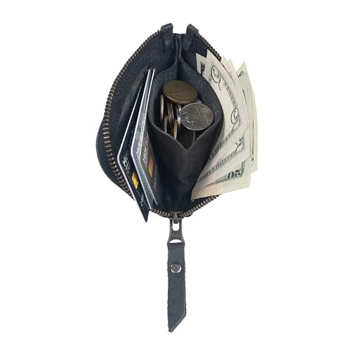 Hide & Drink, Zippered Wallet, Holds Up to 6 Cards Plus Folded Bills, Pouch Organizer, Cash Holder, Travel Essentials, Mini, Pocket-Size, Full Grain Leather, Handmade, Sangria - Image 5