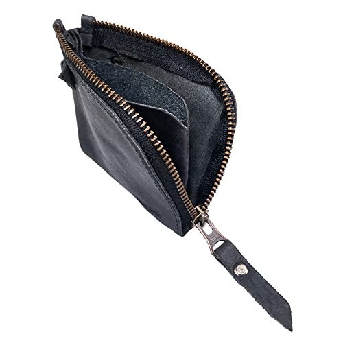 Hide & Drink, Zippered Wallet, Holds Up to 6 Cards Plus Folded Bills, Pouch Organizer, Cash Holder, Travel Essentials, Mini, Pocket-Size, Full Grain Leather, Handmade, Sangria - Image 3
