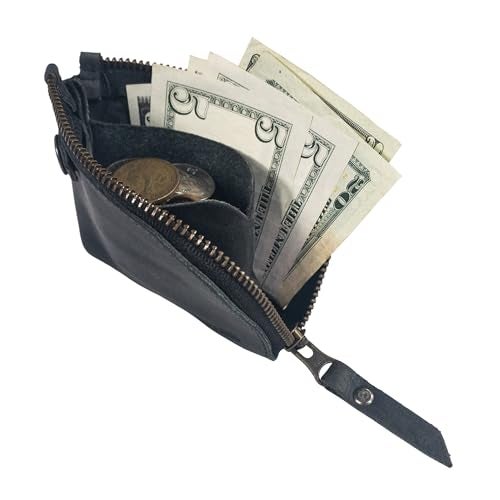 Hide & Drink, Zippered Wallet, Holds Up to 6 Cards Plus Folded Bills, Pouch Organizer, Cash Holder, Travel Essentials, Mini, Pocket-Size, Full Grain Leather, Handmade, Sangria - Image 4