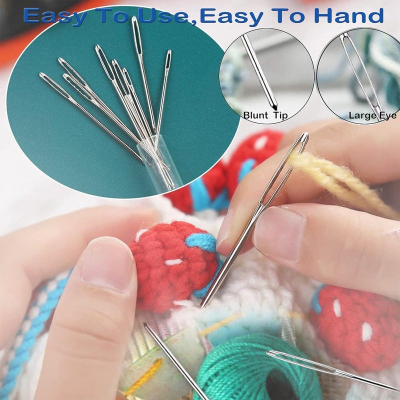 SKINPLUS LargeEye Blunt Needles 9 Piece Stainless Steel Yarn Knitting Needles Sewing Needles Crafting Knitting Weaving Stringing Needles - Image 5