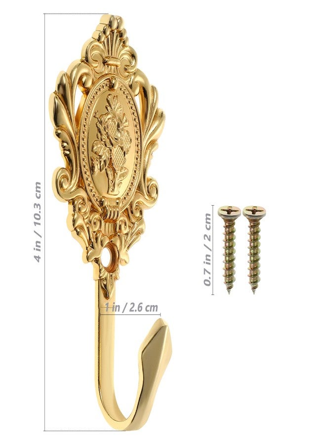 OULII 2-Pack Vintage Drapery Curtain Holdbacks Tieback Hooks Rose Pattern (Golden) - Image 3