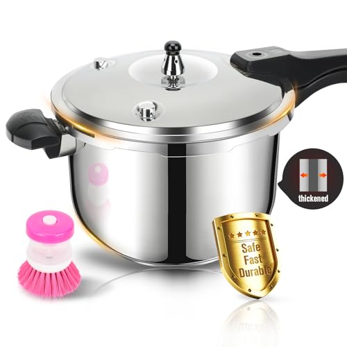 Peterboo Stainless Steel Pressure Cooker, Peterboo 4 Quart Induction Compatible Thickened Pressure Cooker with Spring Valve Safeguard Devices, Compatible with Gas & Induction Cooker 2-3 Members Use - Image 1