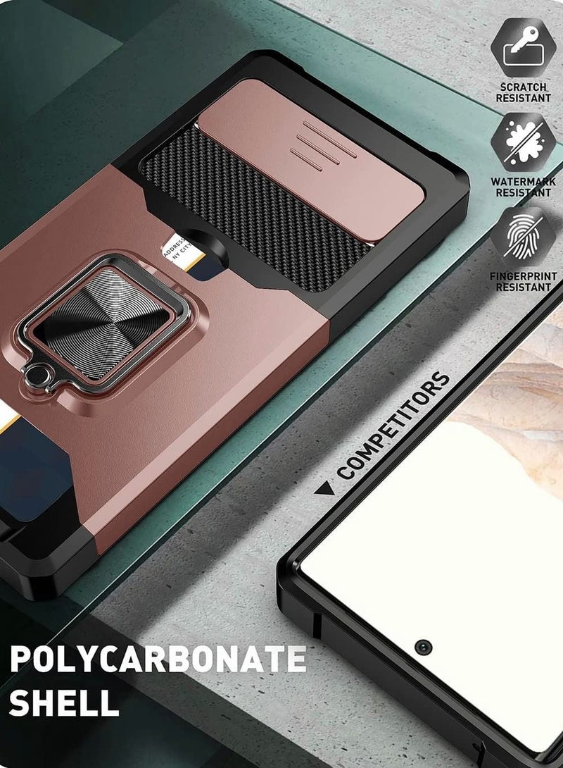 Captaintech Case for Google Pixel 6 6.4 inch with Camera Cover Kickstand Slide Lens Rotate Ring Stand Card Holder Impact Resistant Full Protect - Image 5