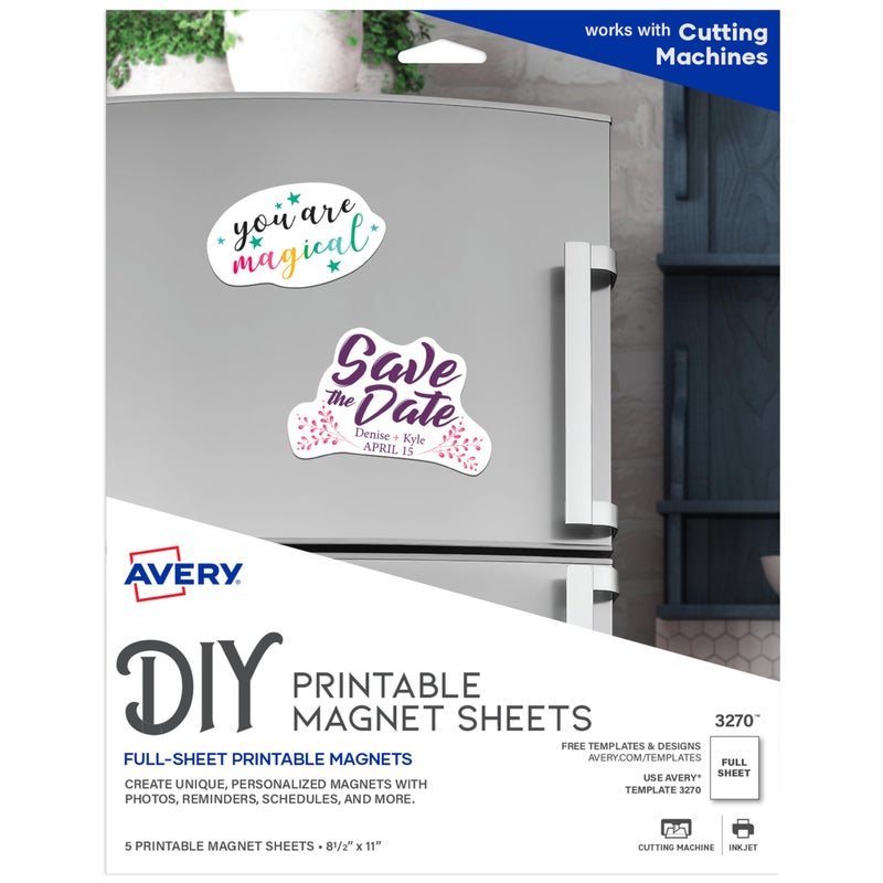 Avery Printable Magnet Sheets 85 x 11 Inkjet Printer Pack of 60 Matte White Sheets 3270