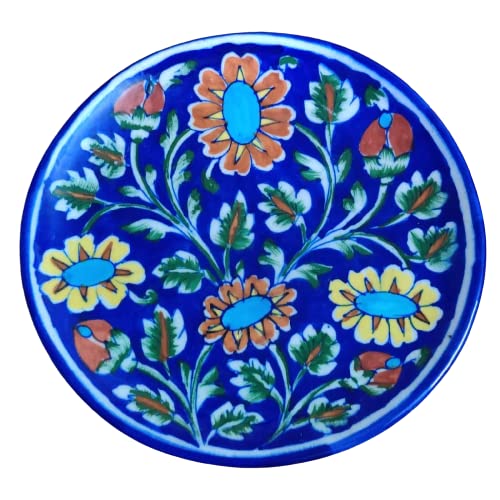 CRAFT PARK Blue Pottery Ceramic Wall Hanging Decorative Handmade 8 Inch Round Plate CPDP18 - Image 2