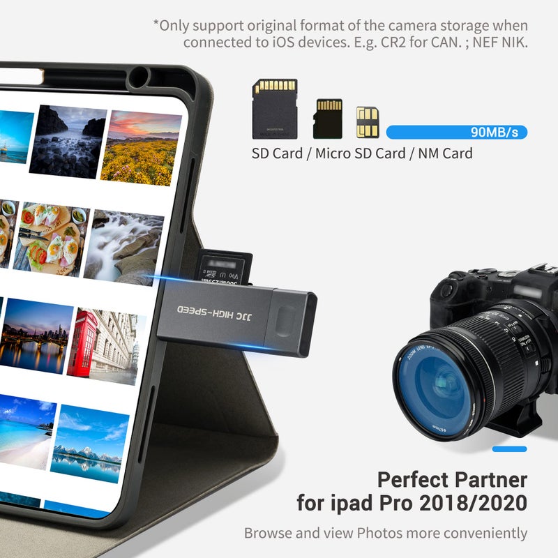 JJC USB 3.0 Huawei NM Nano Memory Card Reader Writer, USB-C SD MicroSD/TF Card Reader(Not for Nano SIM), Data Transfer Speed up to 90MB/S for Huawei P50 P40 P30 Mate40 Mate30 Mate20 Nova 5z 5i & More - Image 3