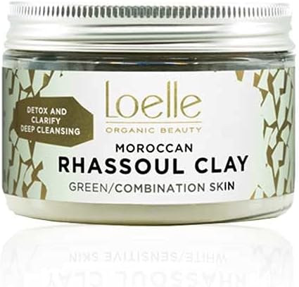 Loelle Pure Green Clay Powder Natural Remedy Against Acne and Blackheads Ideal for Oily Combination Skin Mattify Purifying Face Mask Rhassoul Clays Made in Morocco 150g