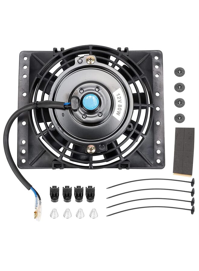 6 Inch Slim Radiator Cooling Fans Universal Slim Pull Push 12V 80W Direct Replacement Electric Fan,Car Accessories Modification Fan Universal Cooler Radiator - Image 1