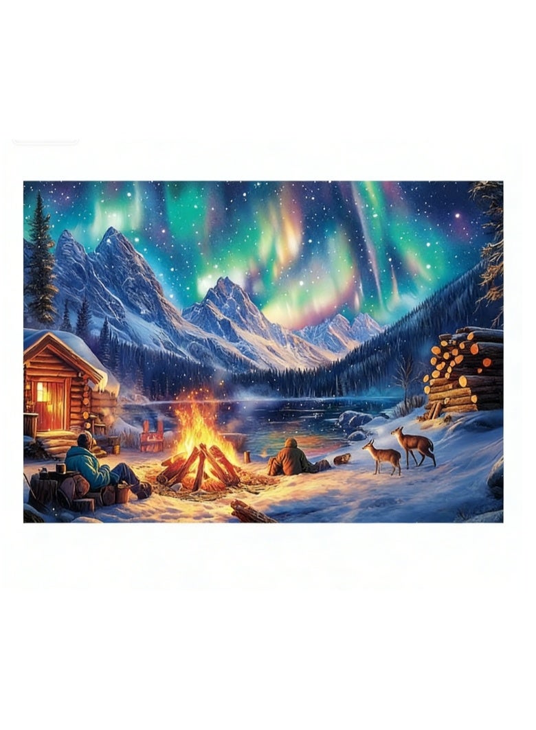 1000pcs لغز الكرتون الكبار ، لغز تحدي الرسم الكرتون ، مناسب للأنشطة العائلية ، ليالي اللعبة ، الهدايا لتخفيف الإجهاد ، ليلة نار أورورا - Image 5