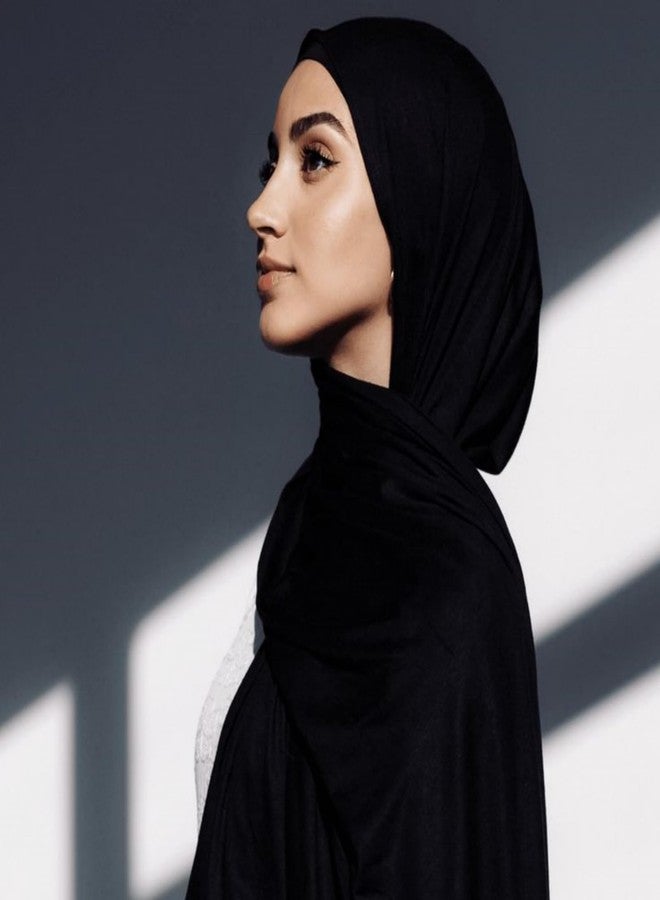 حجاب Yeieeo سهل الاستخدام للنساء، حجابات جيرسي مع غطاء رأس داخلي، وشاح رأس إسلامي جاهز للارتداء (أسود 1) - Image 3
