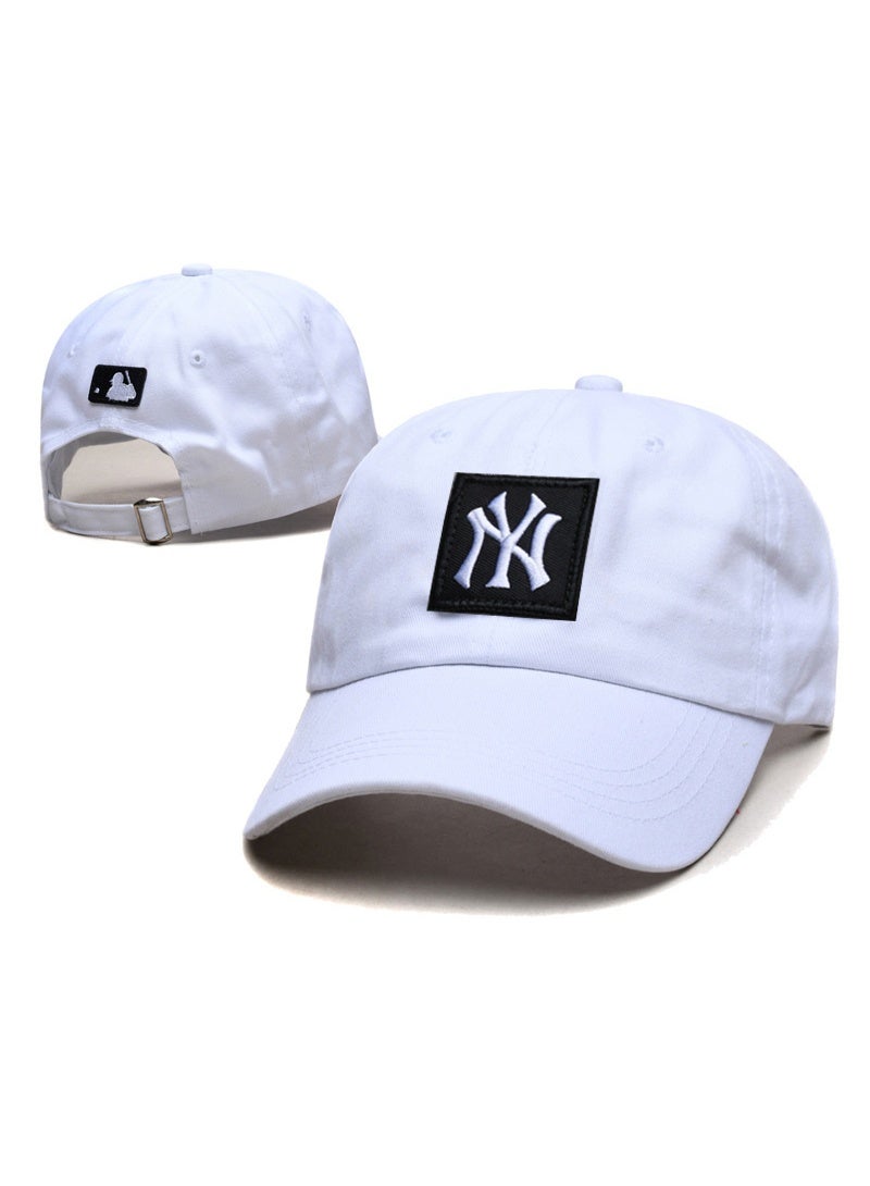 New Era MLB New York Yankees White Dad Hat with Black Patch White NY Logo