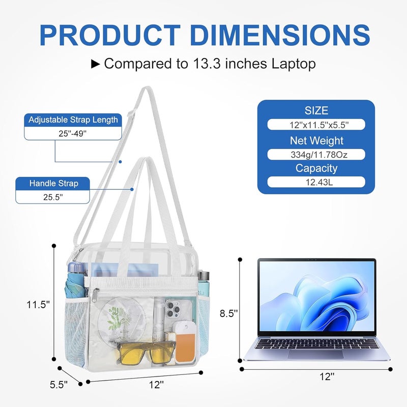 USPECLARE Clear Bag for Stadium Events,Transparent Bag for Work Sports Games Concerts Travel Gym - Image 2