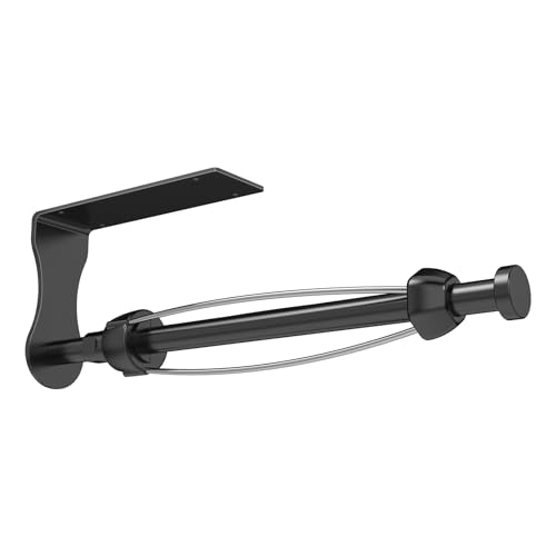 SetSail Paper Towel Holder, Single Hand Operable Paper Towel Holder Under Cabinet with Adjustable Damper, Easy Tear, Wall Mount, Self-Adhesive or Drilled for Kitchen Bathroom, Black - Image 1