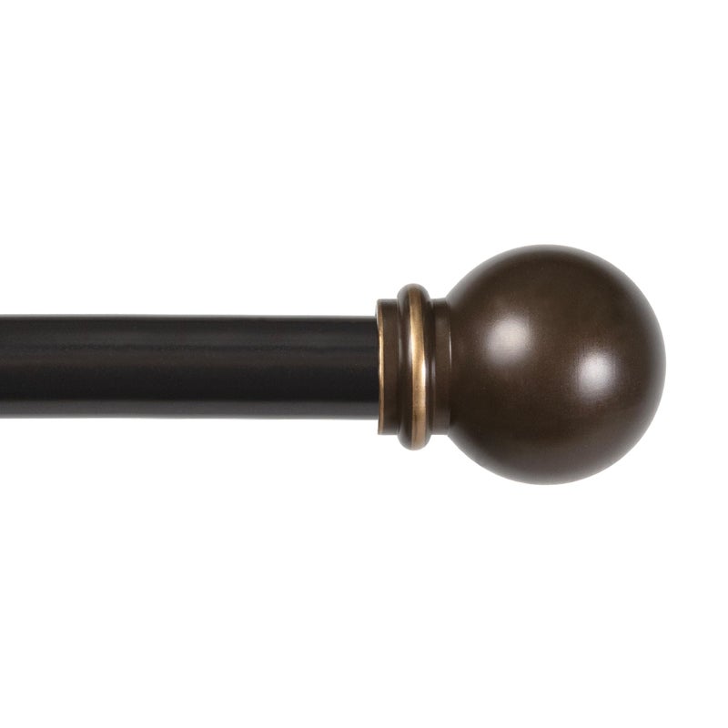 Kenney Chelsea Ball End Window Curtain Rod, Adjustable 28-48 Inch Extendable Rod Set, Oil Rubbed Bronze