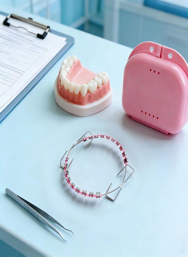 Ceonam Dental Fake Braces for Teeth with Storage Case, Orthodontic Temporary Tooth Wire Braces with Metal Brackets and Arch Wire, Demonstration Training Model for Teaching, Practice, Educational Use (Pink - Image 4