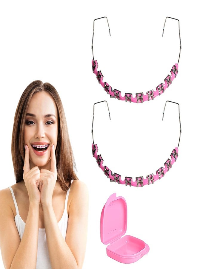 Ceonam Dental Fake Braces for Teeth with Storage Case, Orthodontic Temporary Tooth Wire Braces with Metal Brackets and Arch Wire, Demonstration Training Model for Teaching, Practice, Educational Use (Pink - Image 1
