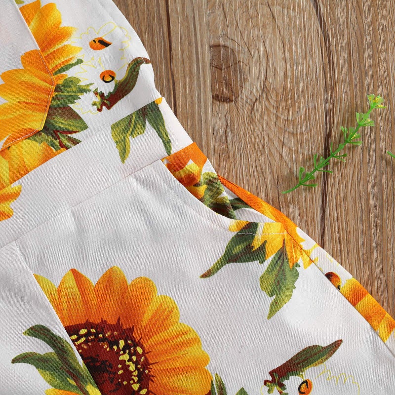 Ayalinggo Toddler Baby Girl Sunflower Print Overalls Shorts with Pocket Suspender Trousers Cute Summer Clothing Outfit (Sunflower Print, 6-12 Months) - Image 4