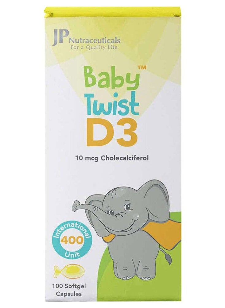 JP Neutraceuticals JP Nutraceuticals  Baby Twist Vitamin D3 Dietary Supplement 400 IU 100 Softgels  - Image 1