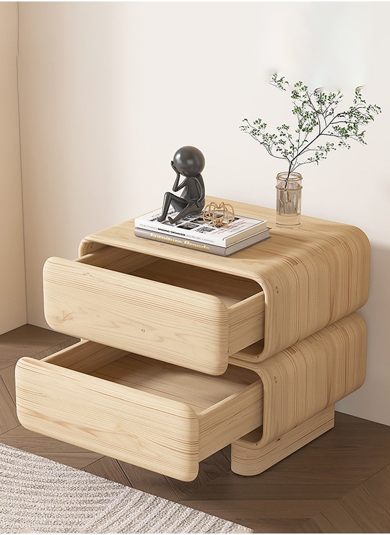 Merry Moments Modern Bedside Table Minimalist Nightsatnds Multifunction End Table for Bedroom Living Room 2 Drawers PU Leather Covered in Black Colour H39xW45xD37 cm  - Image 5