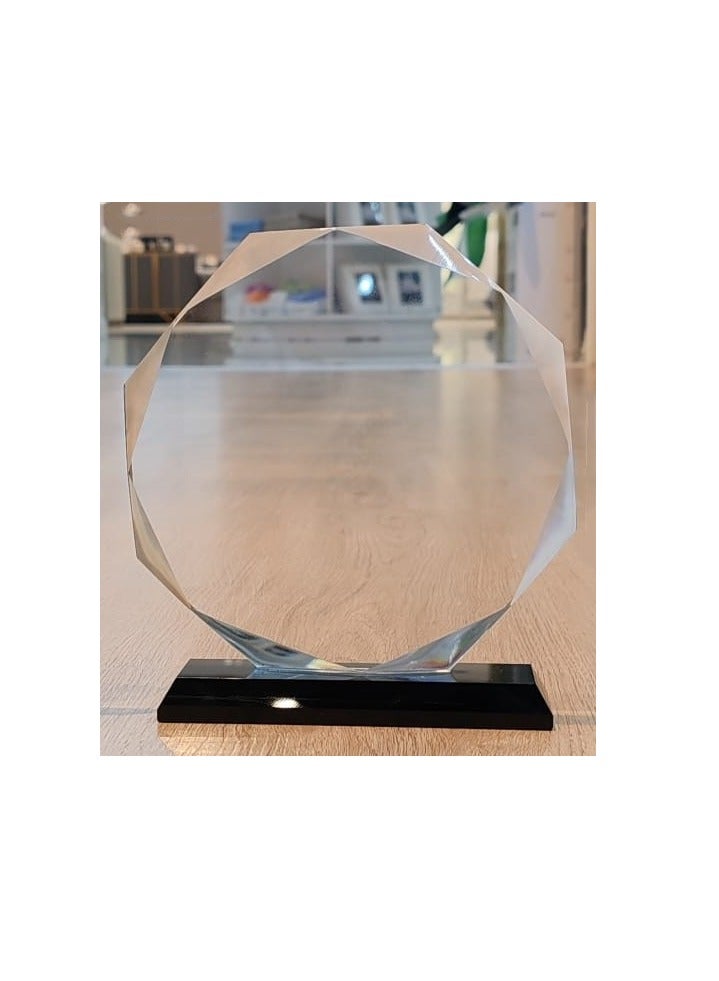giftex Octangonal Shaped Crystal Trophy Award, Black Colour Base - Image 3