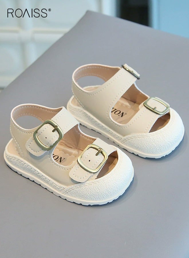 رويس صنادل صيفية للأطفال الصغار، صنادل مريحة للجنسين مع إغلاق فيلكرو ونعل مانع للانزلاق، أحذية مسطحة خفيفة الوزن ومسامية للأطفال الصغار، مناسبة للأنشطة الخارجية - Image 4