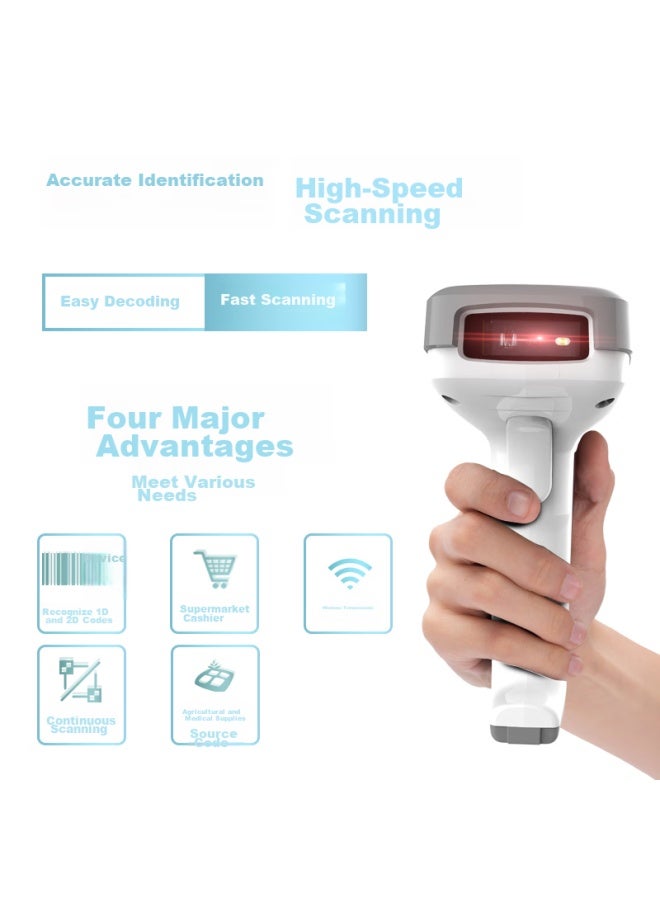 ديلي Deli Barcode Scanner, مسدس مسح الباركود السلكي, ماسح الباركود لتتبع المستحضرات الصيدلانية, مدفوعات التأمين الطبي للكود QR لصراف, استفسار لوجستيات البريد السريع مستودع قطع الغيار 14952 أبيض - Image 5