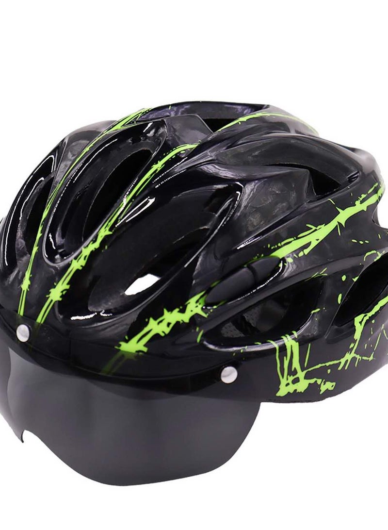 Generic Bicycle helmets, mountain bikes, scooters, youth roller skating helmets, breathable safety helmets, cycling equipment for men and women - (black and green)