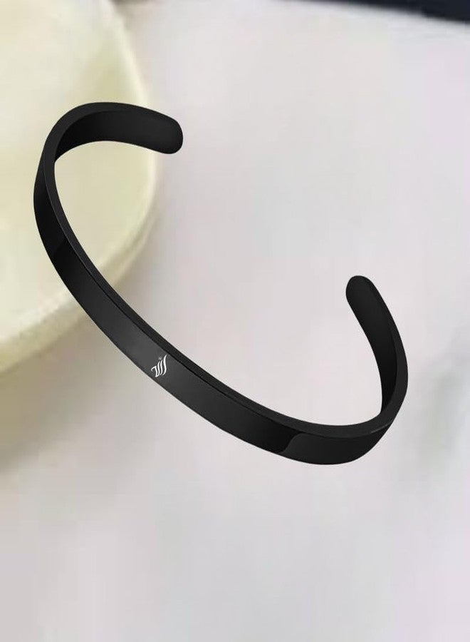 سوار تميمة باسم الله، هدية دينية للرجال، مناسب للمسلمين العرب، مصنوع من الفولاذ المقاوم للصدأ الأسود، رمز المنتج: ShivBLRKa2025137 - Image 3