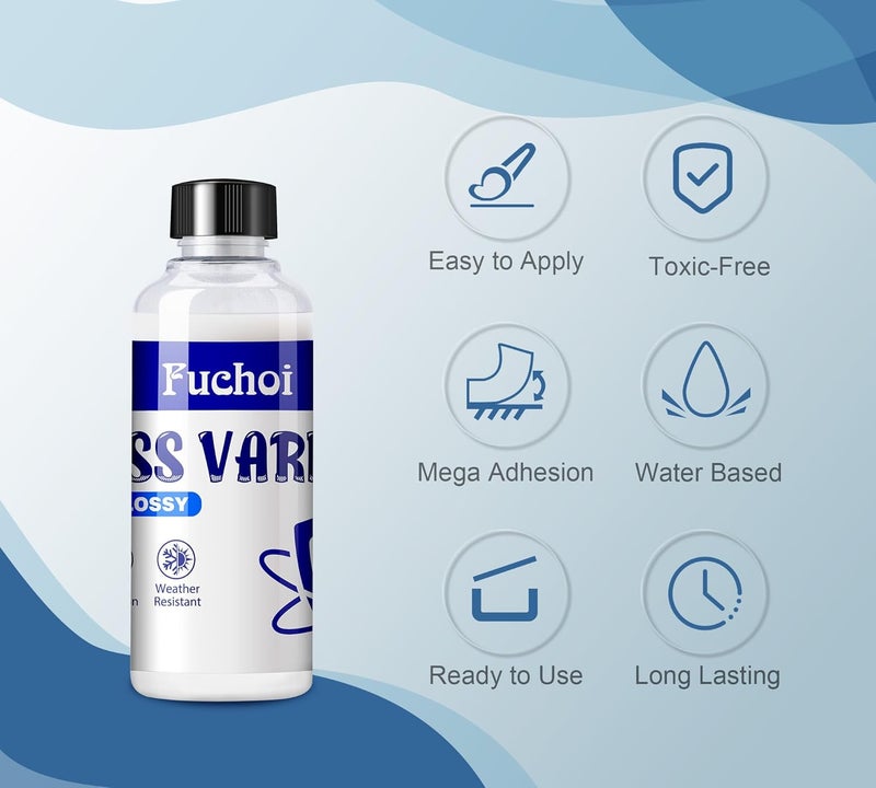 Fuchoi Air Dry Clay Glaze 200ml, Clear Air Dry Clay Varnish, Gloss Varnish for Acrylic Painting, Pottery Clay and Wood, Clay Sealant to Prevent Cracking Scratches Wear, Waterproof &High Gloss - Image 2