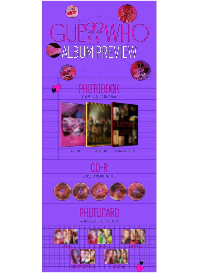 Itzy Guess Who [Night Ver.][Pre Order] Cd+Photobook+Folded Poster+Others With Tracking Extra Decorative Stickers Photocards  - Image 3