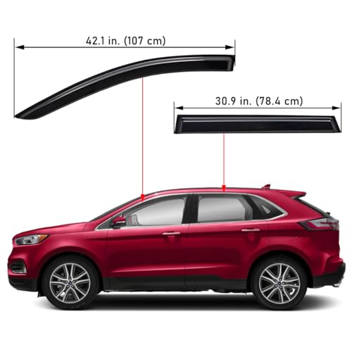 Lightronic WV94930 Outside-Mount Side Window Deflectors & Visors Rain Guard, Dark Smoke, 4-Pieces Set, Fits 2015-2024 Ford Edge - Image 2
