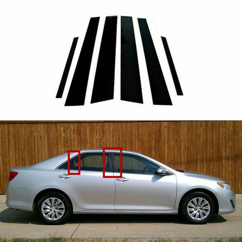 RONTCOS 6pcs Gloss Black Pillar Post Door Window Trim Cover for Toyota Camry 2012 2013 2014 2015 2016 2017