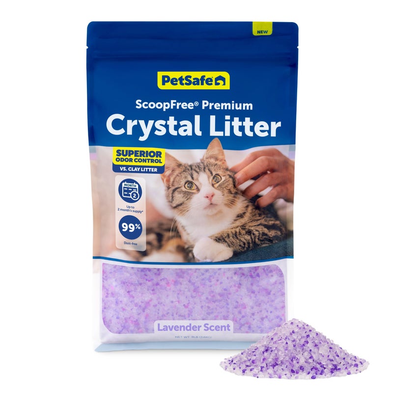 PetSafe ScoopFree Premium Crystal Cat Litter - Ultra-Absorbent Silica Universal Litterbox Crystals - Non-Clumping Odor Control - Lavender Scent - 8 lb Bag - Image 1