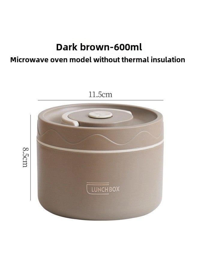 316L Stainless Steel Insulated Lunch Box Office Worker Student Lunch Box Insulated Bucket Microwave Portable Lunch Box-Specifications:Brown 316L Steel Lunch Box 600ML  - Image 1