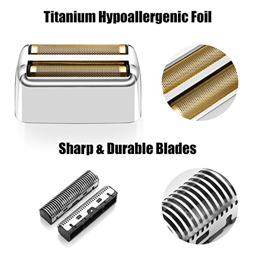 Amorka Replacement Foil and Cutters for BaBylissPRO Barberology Double Foil Shaver, Replacement Foil for BaBylissPRO Barberology FXFS2 Shaver, Silver - Image 2