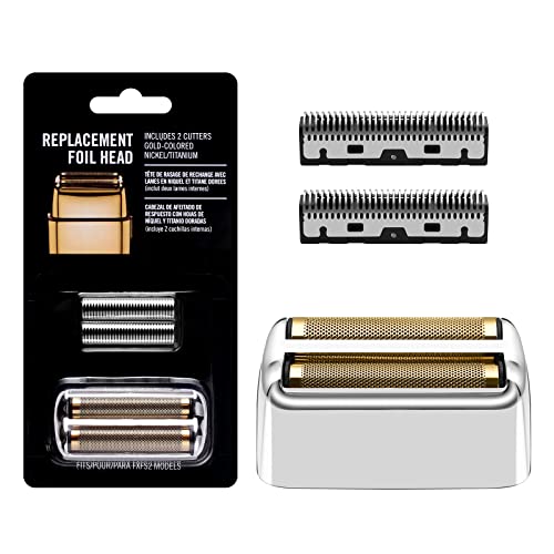 Amorka Replacement Foil and Cutters for BaBylissPRO Barberology Double Foil Shaver, Replacement Foil for BaBylissPRO Barberology FXFS2 Shaver, Silver - Image 1