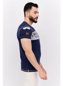 Canadian Peak Men V-Neck Short Sleeve Brand Logo T-Shirt, Navy Blue  - Image 2