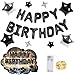 CANREVEL Happy Birthday Banner 13pcs 16 Inch Mylar Foil Letters Sign with 8pcs Star Balloons LED Lights Birthday Party Decorations for Kids and Adults 3D Black - Image 3