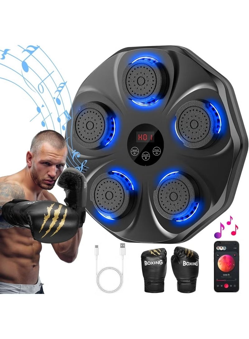 Smart Music Boxing Machine, Wall Mounted Electronic Boxing Target with Gloves for Kids and Adults