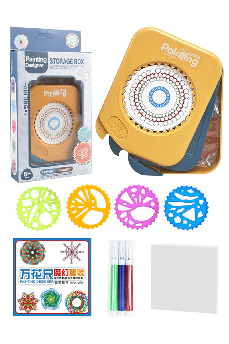 Blue Spirograph Drawing Toys, Geometric Drawing Art Set Classic Gear Design Special-shaped Ruler Cre