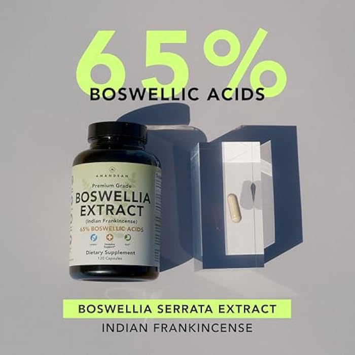 AMANDEAN Boswellia Serrata Extract. 500mg 120 Veggie Capsules. 65% Boswellic Acids with AKBA. Indian Frankincense Inflammation Supplement. Joint Health Support. (Packaging May Vary) - Image 2