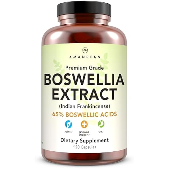 AMANDEAN Boswellia Serrata Extract. 500mg 120 Veggie Capsules. 65% Boswellic Acids with AKBA. Indian Frankincense Inflammation Supplement. Joint Health Support. (Packaging May Vary) - Image 1