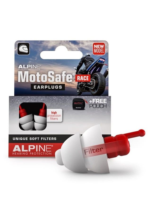 Alpine MotoSafe Race Gehörschutz Ohrstöpsel Rennstöpsel - Verhindern Gehörschäden vom Motorradfahren - Verkehr noch hörbar - Bequemes hypoallergenes Material - Wiederverwendbar, Weiß - Image 1