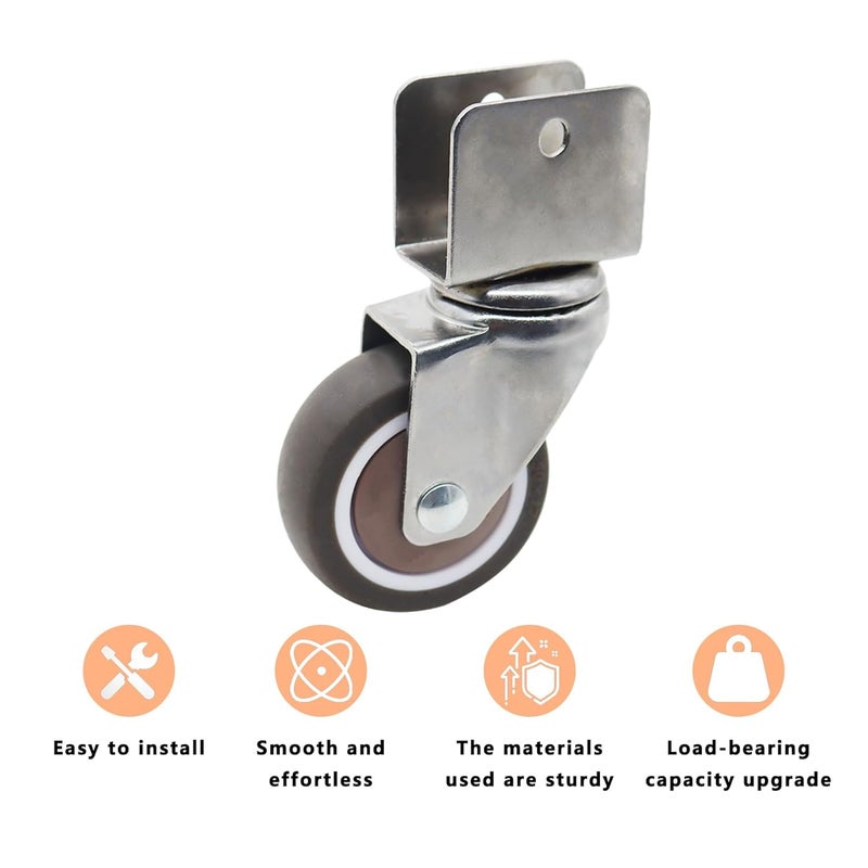 Heavy Duty Side Mount Caster Wheels 4PCS 1 5 Inch U Swivel Shape Ball Bearing 360 Degree Rubber Plate Castors - Image 4